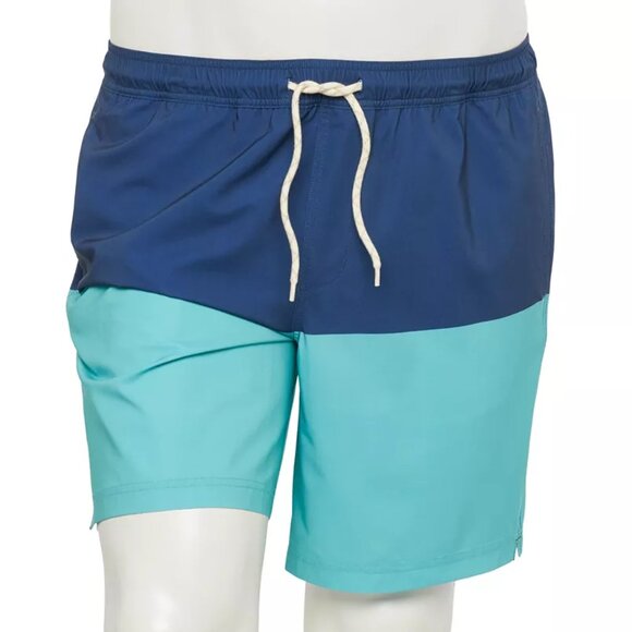 Big & Tall Trinity Coast 9" Inseam Colorblock Swim Trunks, Blue, Size:4XB - Picture 1 of 2
